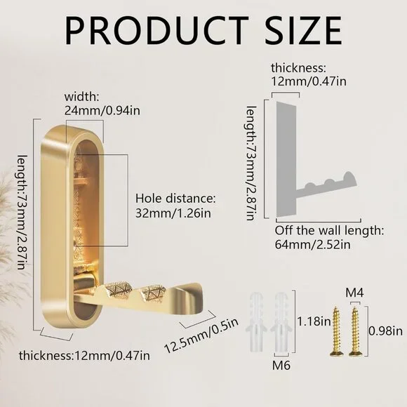 4PCS Foldable Gold Wall Hooks, Heavy Duty Zinc Alloy Folding Wall Hooks, Folding - Picture 3 of 9